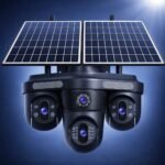 كاميرا مراقبة بالطاقة الشمسية بـ 4 عدسات مع لوحتين للطاقة الشمسية